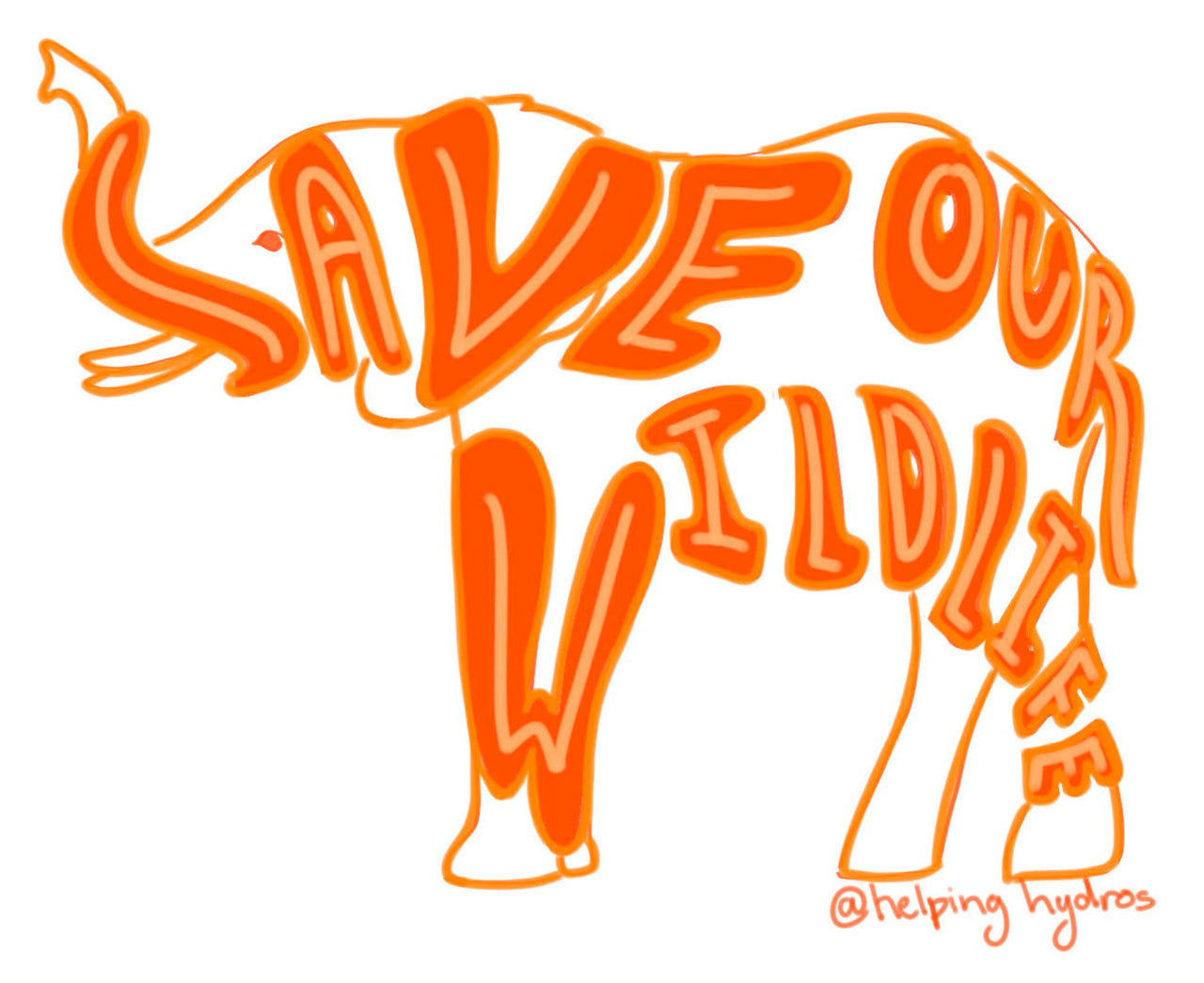 Save Our Wildlife Orange Elephant